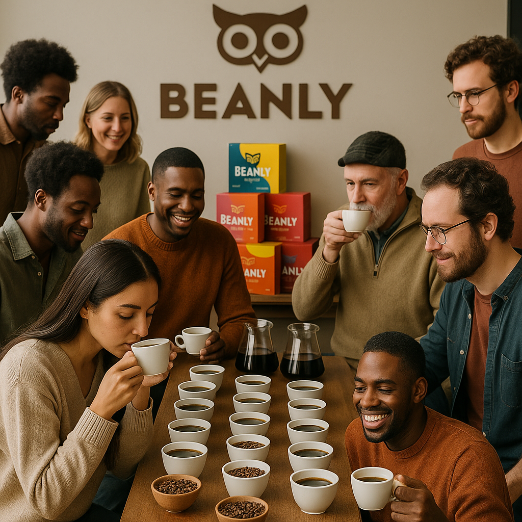 Community coffee tasting event showcasing Beanly's subscription offerings